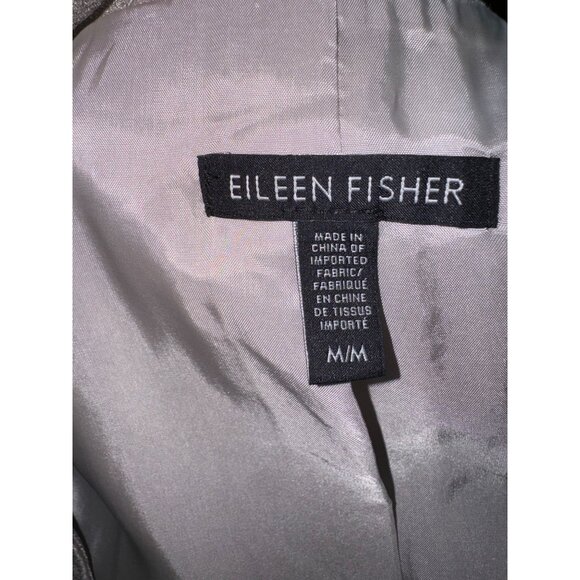 Eileen Fisher Mirage Jacquard Jacket Women's M Silver Open Front Neutral Shimmer - Picture 5 of 10